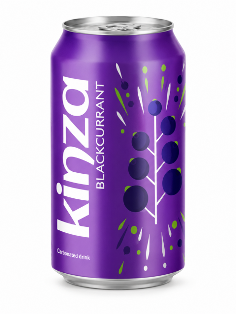 Kinza Blackcurrant 24 x 320ml pack of 24 sparkling blackcurrant soft drink cans