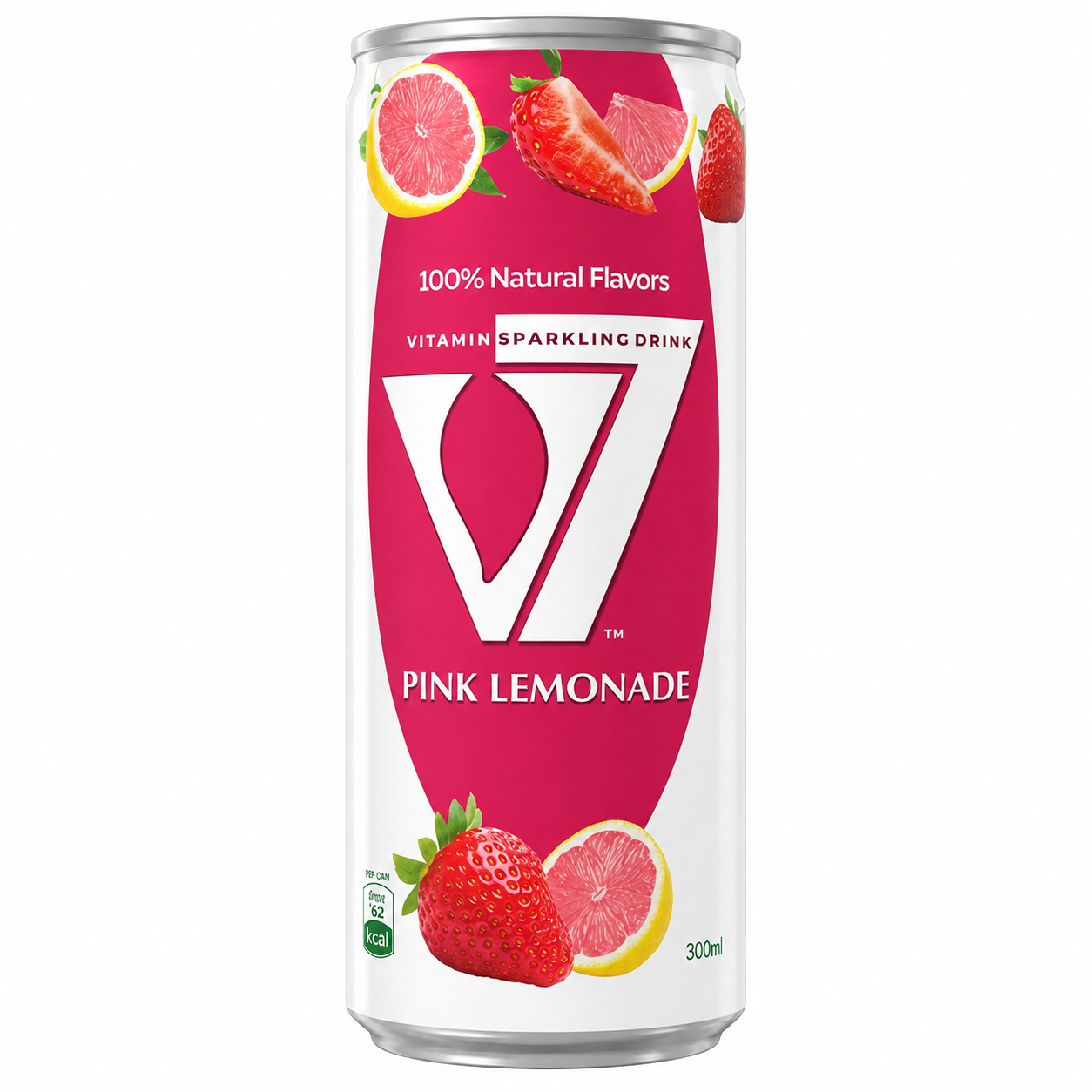V7 Pink Lemonade 24 x 300ml pack of 24 sparkling vitamin drink cans