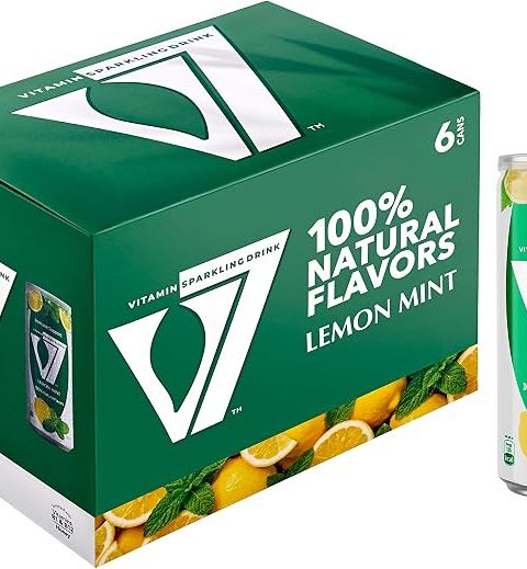 V7 Lemon Mint 6 x 300ml pack of sparkling lemon and mint drink cans