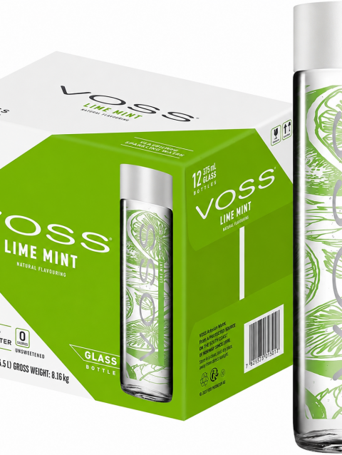VOSS Lime Mint Sparkling Water 12 x 375ml glass bottles