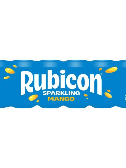 Rubicon Sparkling Mango 24 x 300ml pack of mango soft drink cans