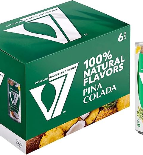 V7 Pina Colada 6 x 300ml pack of tropical sparkling drink cans