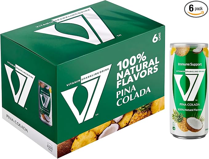 V7 Pina Colada 6 x 300ml pack of tropical sparkling drink cans